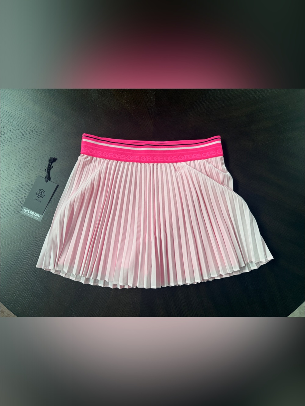 G/FORE Pink Pleated Mini Skirt with Hot Pink Elastic Waistband size small